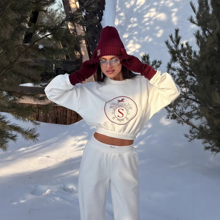 Kvinnor casual sweatshirt med elastisk midja och distinkt logotyp Mirla-Eva Jonsson