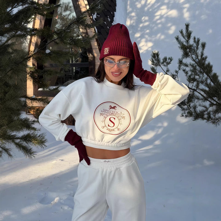 Kvinnor casual sweatshirt med elastisk midja och distinkt logotyp Mirla-Eva Jonsson