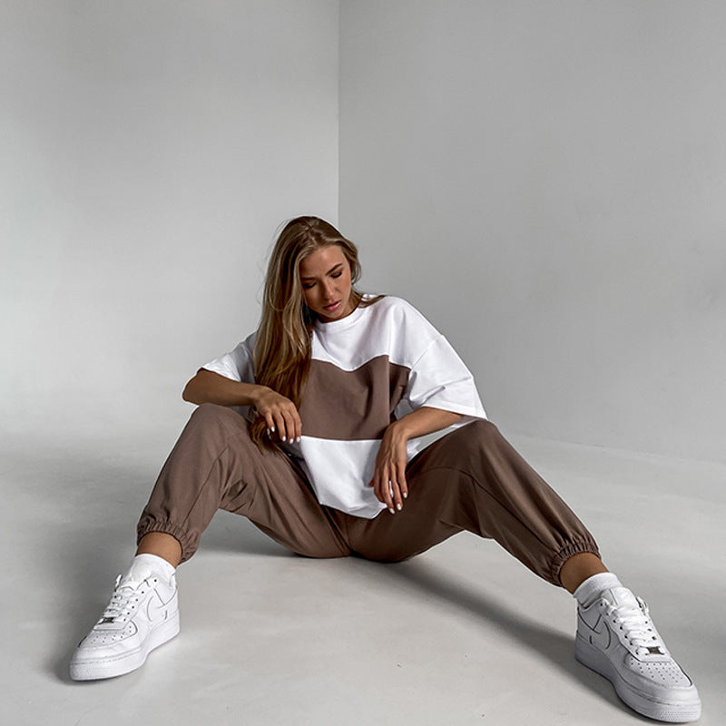 Kvinnor casual träningsoverall med oversized skjorta och bekväma joggingbyxor Mirla-Eva Jonsson