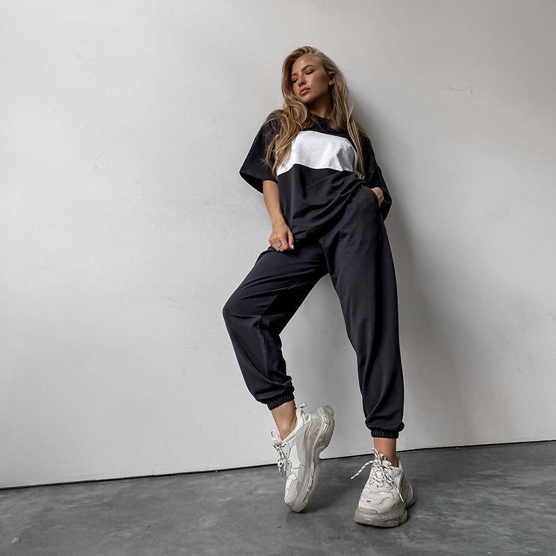 Kvinnor casual träningsoverall med oversized skjorta och bekväma joggingbyxor Mirla-Eva Jonsson