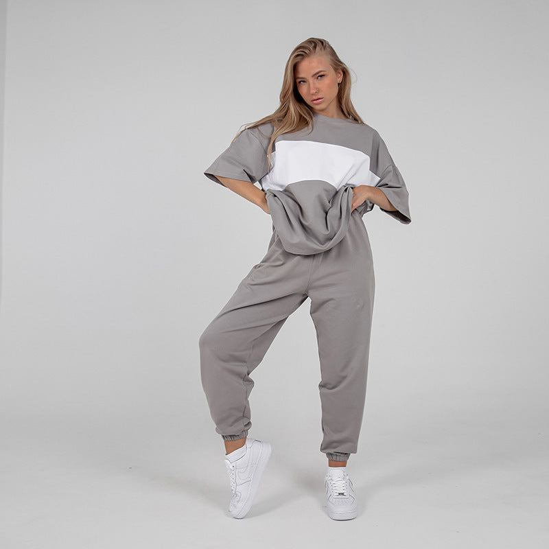 Kvinnor casual träningsoverall med oversized skjorta och bekväma joggingbyxor Mirla-Eva Jonsson
