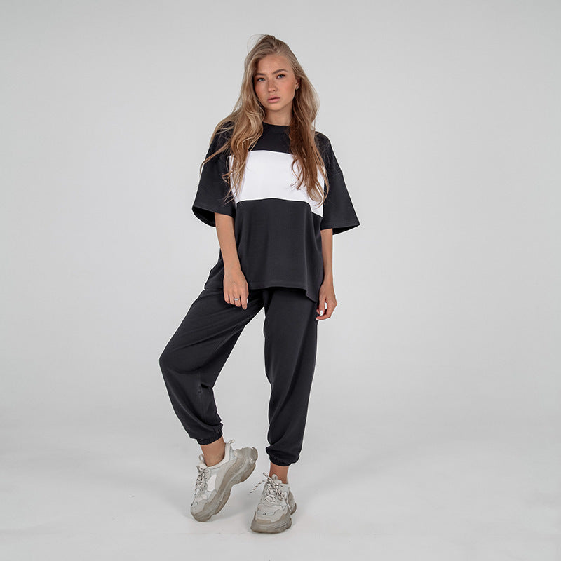 Kvinnor casual träningsoverall med oversized skjorta och bekväma joggingbyxor Mirla-Eva Jonsson