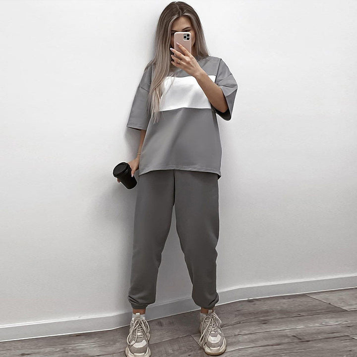 Kvinnor casual träningsoverall med oversized skjorta och bekväma joggingbyxor Mirla-Eva Jonsson