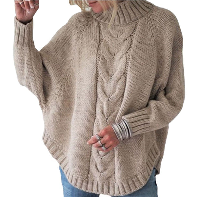 Kvinnor chunky knit tröja med djup polokrage och sofistikerat kabelmönster Mirla-Eva Jonsson