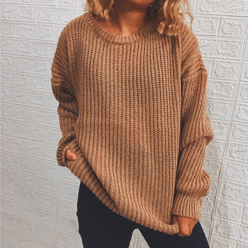 Kvinnor chunky stickad tröja med oversized passform och avslappnade ärmar Mirla-Eva Jonsson