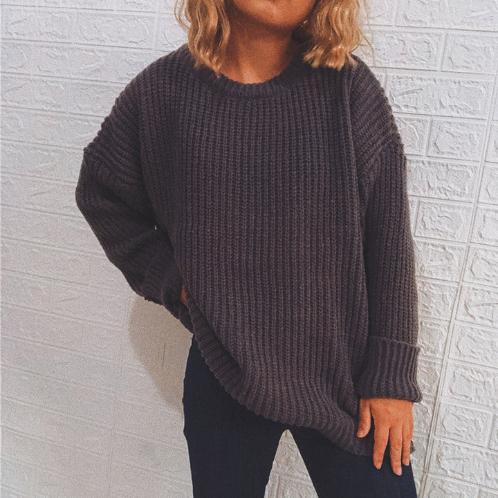 Kvinnor chunky stickad tröja med oversized passform och avslappnade ärmar Mirla-Eva Jonsson