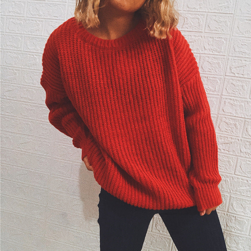Kvinnor chunky stickad tröja med oversized passform och avslappnade ärmar Mirla-Eva Jonsson
