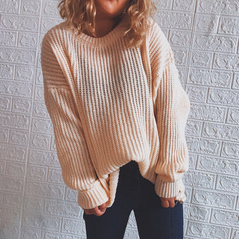 Kvinnor chunky stickad tröja med oversized passform och avslappnade ärmar Mirla-Eva Jonsson