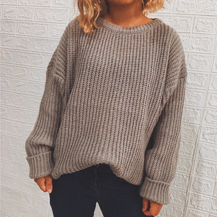 Kvinnor chunky stickad tröja med oversized passform och avslappnade ärmar Mirla-Eva Jonsson