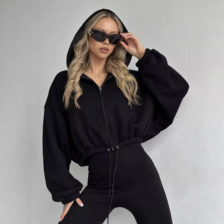 Kvinnor cropped hoodie jacka med voluminösa ärmar Mirla-Eva Jonsson