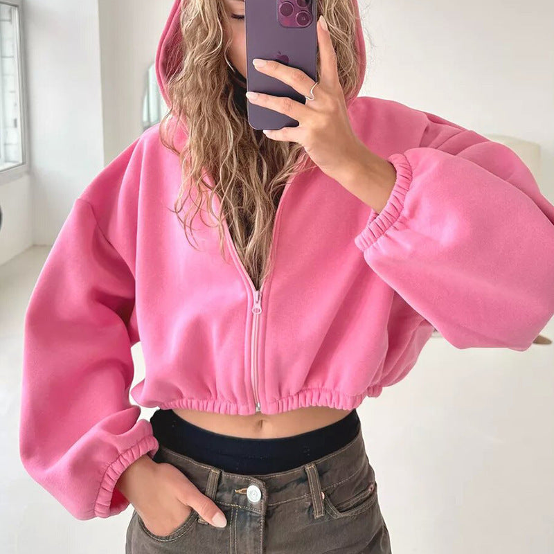 Kvinnor cropped hoodie med voluminösa ärmar Eva Jonsson-Eva Jonsson