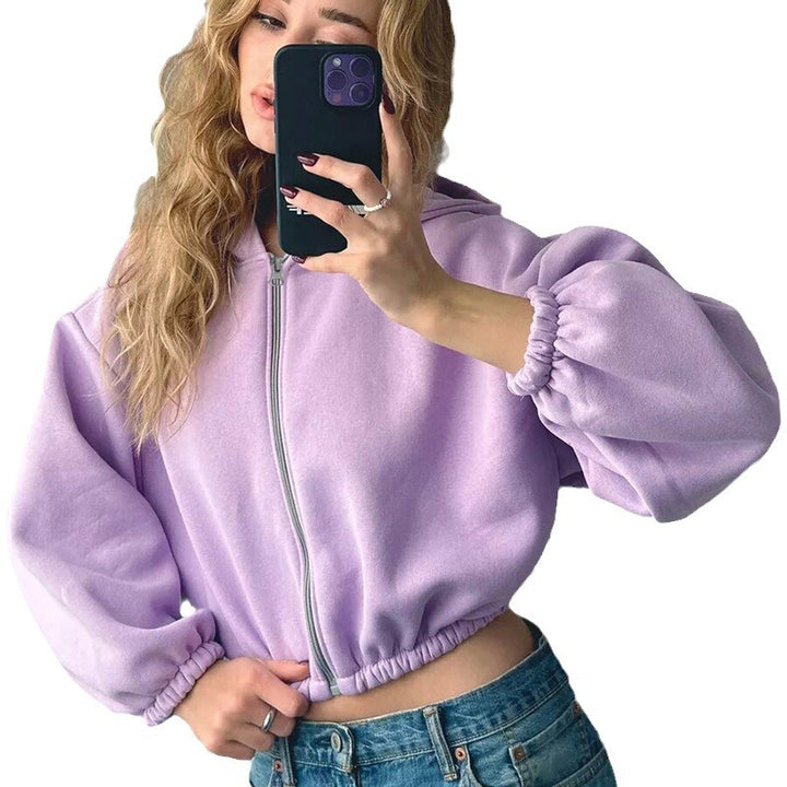 Kvinnor cropped hoodie med voluminösa ärmar Eva Jonsson-Eva Jonsson