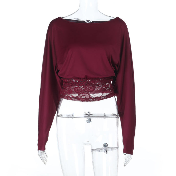 Kvinnor elegant Crop-Top med spetsdetaljer och långa ärmar Mirla-Eva Jonsson