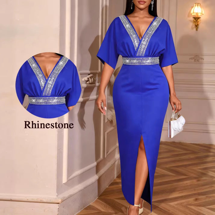 Kvinnor elegant Maxi-klänning med paljetter och slits Mirla-Eva Jonsson