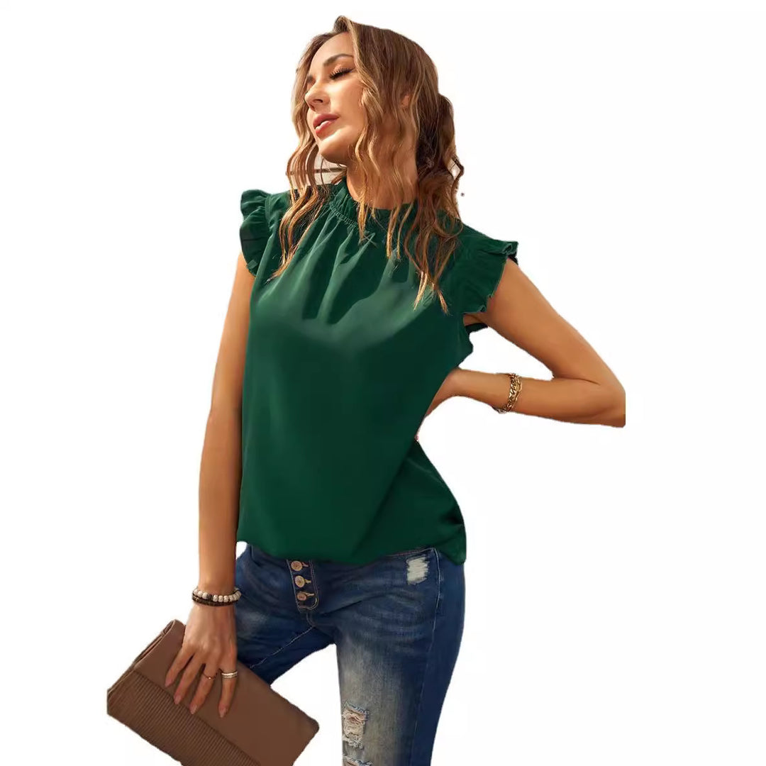 Kvinnor elegant blus med volangdetaljer Eva Jonsson-Eva Jonsson