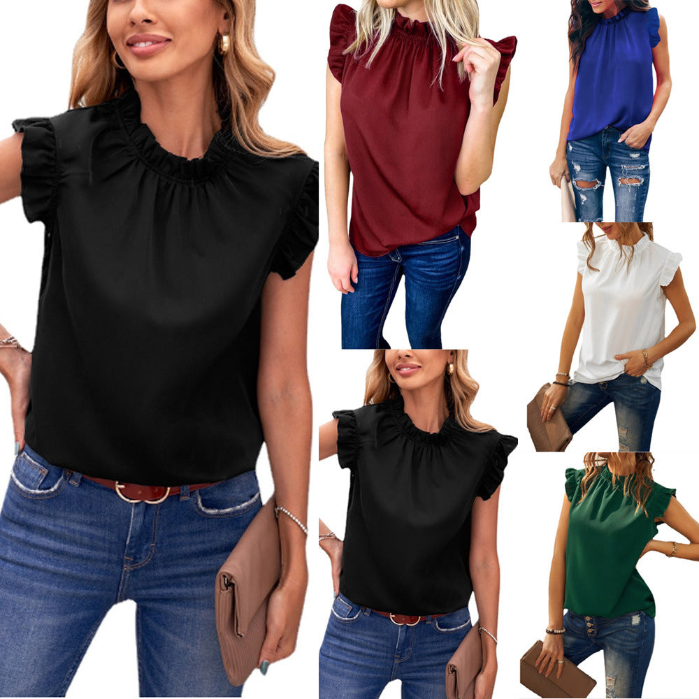 Kvinnor elegant blus med volangdetaljer Eva Jonsson-Eva Jonsson