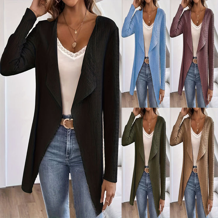Kvinnor elegant cardigan med asymmetrisk skärning och strukturerad yta Mirla-Eva Jonsson