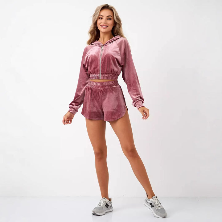 Kvinnor elegant fleece-hoodie med hög krage och dragkedja Mirla-Eva Jonsson