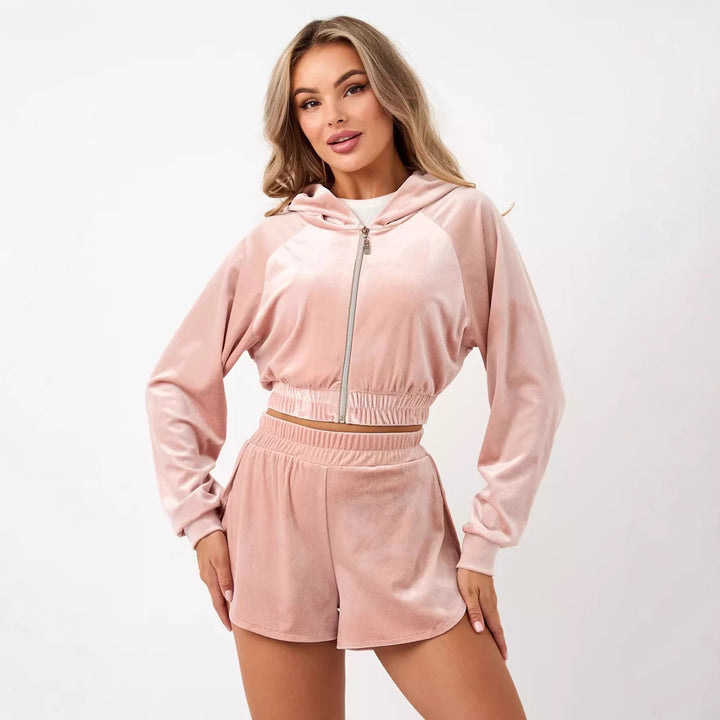 Kvinnor elegant fleece-hoodie med hög krage och dragkedja Mirla-Eva Jonsson