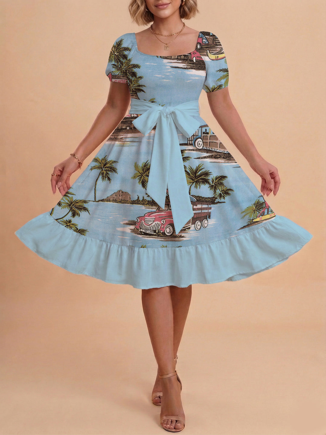 Kvinnor elegant glittrande klänning med figursydd passform och volangkant Mirla-Eva Jonsson