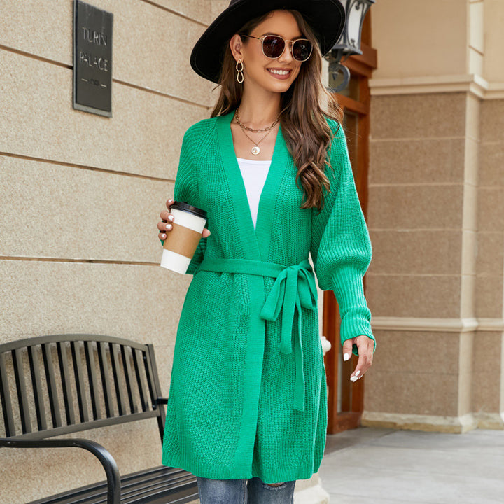 Kvinnor elegant grovstickad cardigan med öppna maskor Eva Jonsson-Eva Jonsson