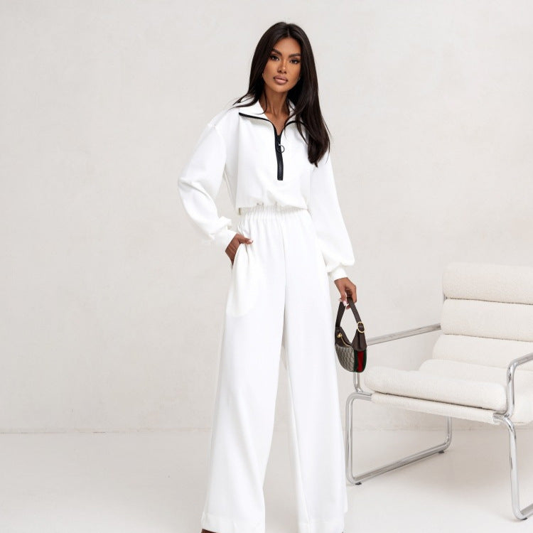 Kvinnor elegant jumpsuit med hög krage och dragkedja Mirla-Eva Jonsson