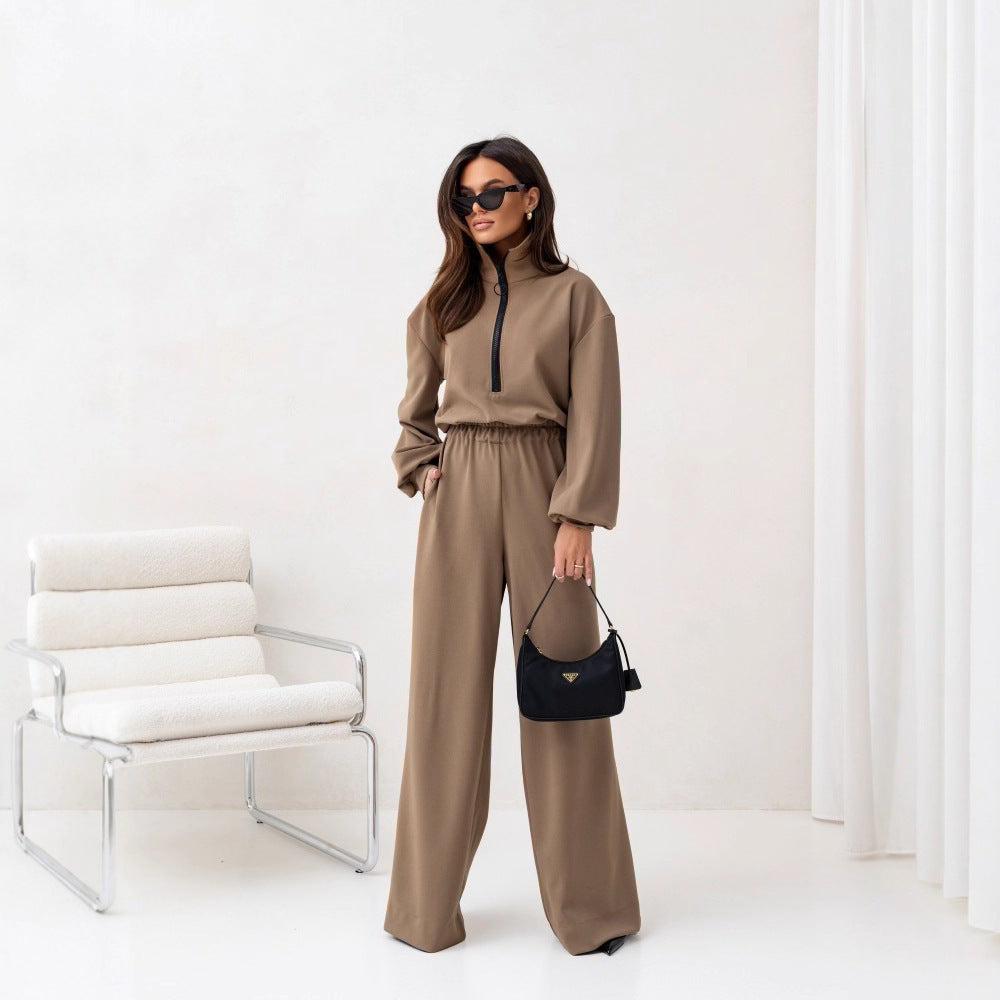 Kvinnor elegant jumpsuit med hög krage och dragkedja Mirla-Eva Jonsson