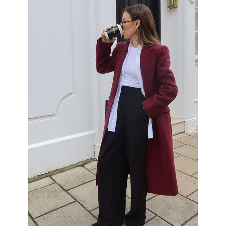 Kvinnor elegant lång ullkappa Mirla-Eva Jonsson