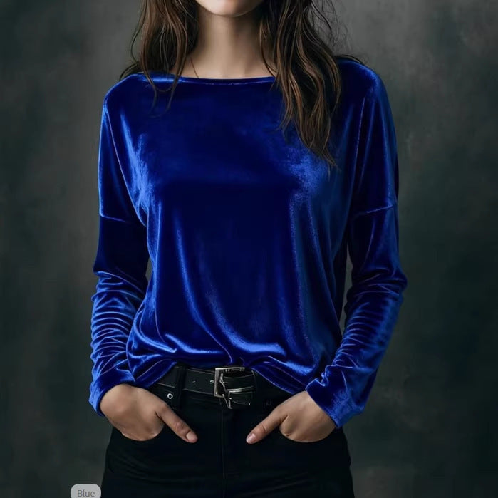 Kvinnor elegant ljus velour långärmad tröja-Eva Jonsson
