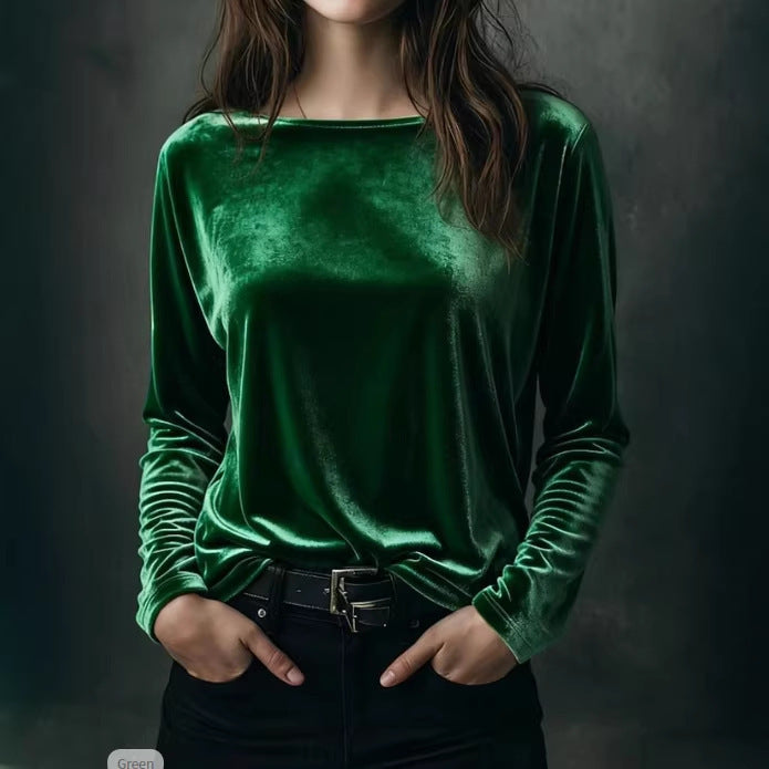 Kvinnor elegant ljus velour långärmad tröja-Eva Jonsson