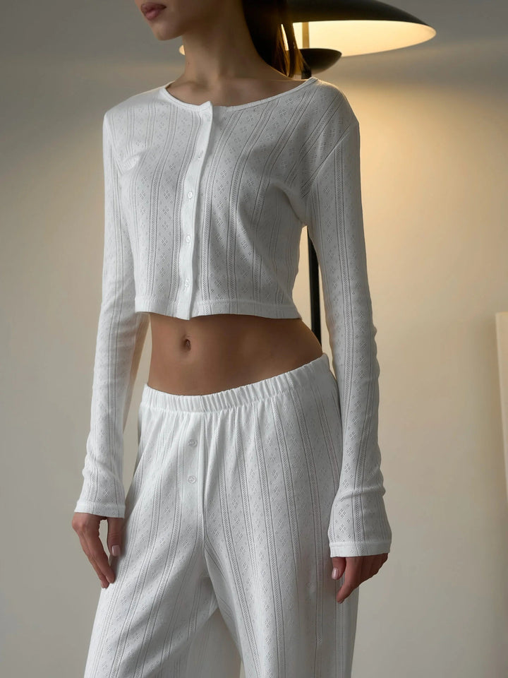 Kvinnor elegant lounge set med fina ränder och bred skärning Mirla-Eva Jonsson