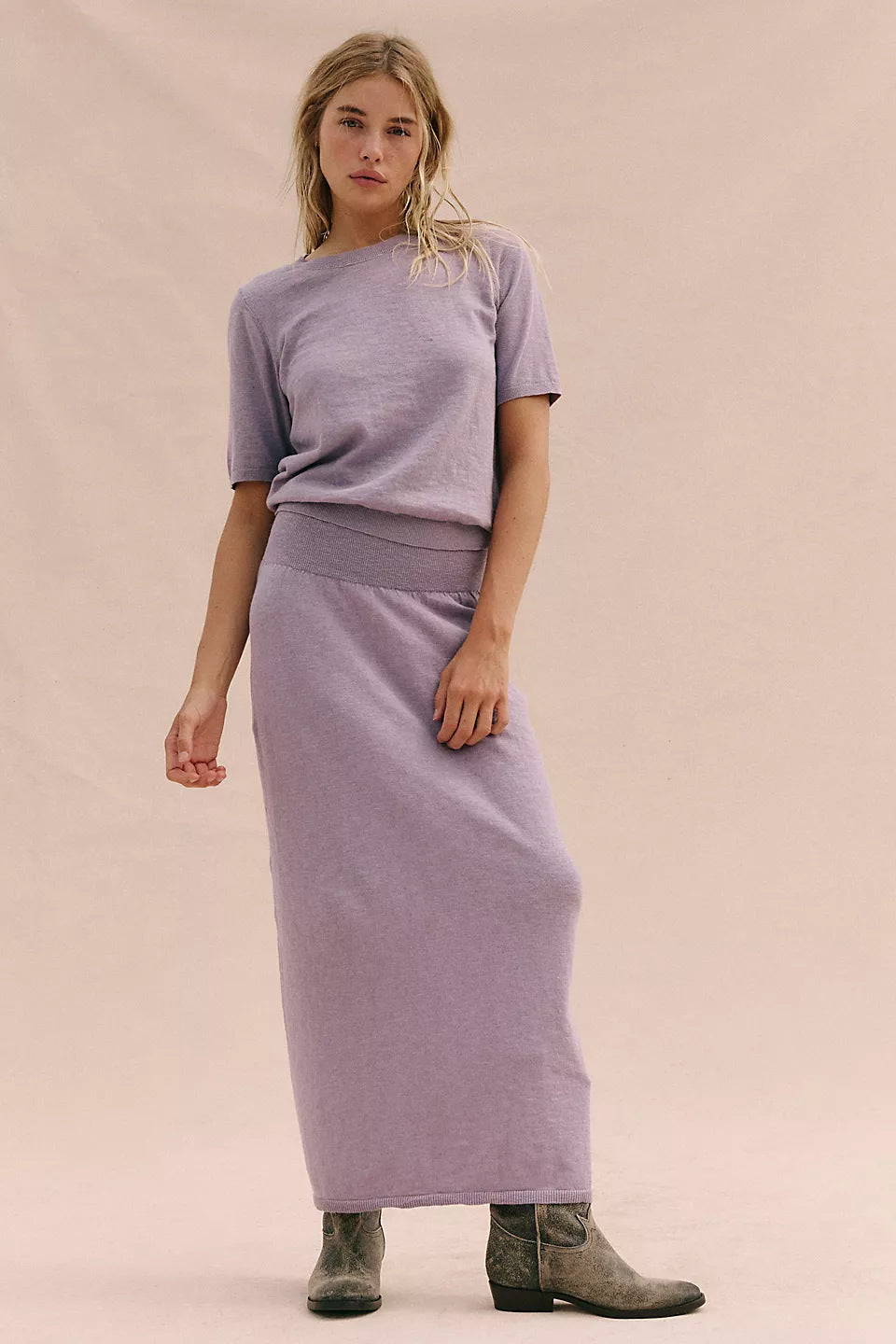 Kvinnor elegant midi klänning set med höghalsad topp och elastisk midja Mirla-Eva Jonsson
