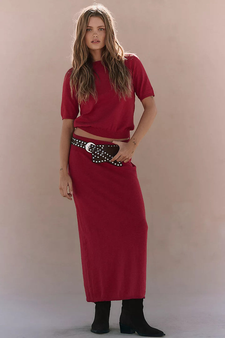 Kvinnor elegant midi klänning set med höghalsad topp och elastisk midja Mirla-Eva Jonsson