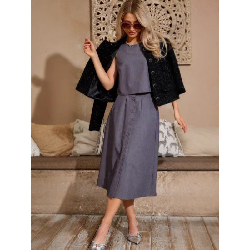 Kvinnor elegant och avslappnad tvådelad ensemble av bekväma material Mirla-Eva Jonsson