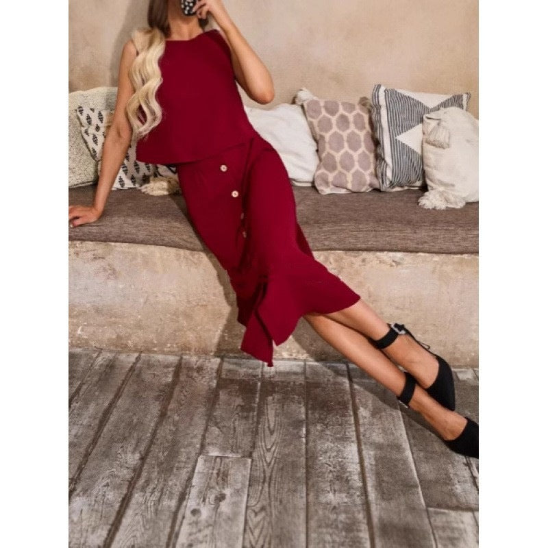 Kvinnor elegant och avslappnad tvådelad ensemble av bekväma material Mirla-Eva Jonsson