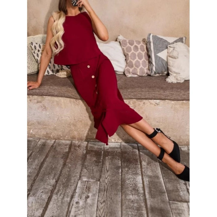 Kvinnor elegant och avslappnad tvådelad ensemble av bekväma material Mirla-Eva Jonsson