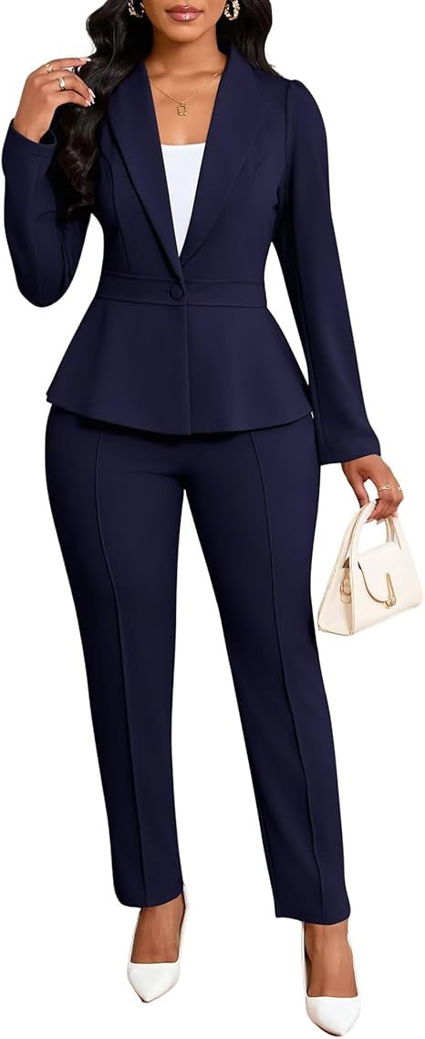 Kvinnor elegant peplum kavaj och byxset Mirla-Eva Jonsson