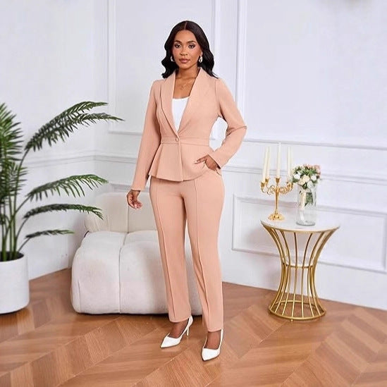 Kvinnor elegant peplum kavaj och byxset Mirla-Eva Jonsson