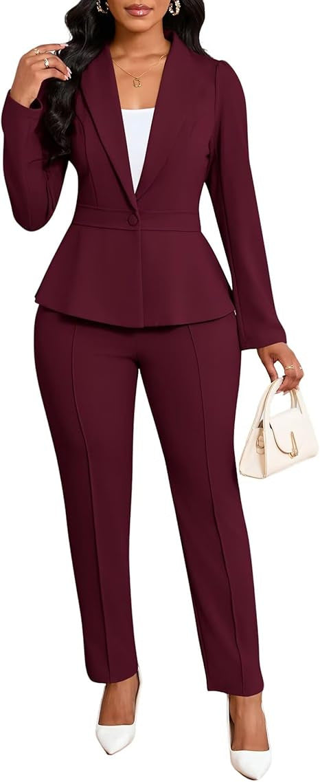 Kvinnor elegant peplum kavaj och byxset Mirla-Eva Jonsson