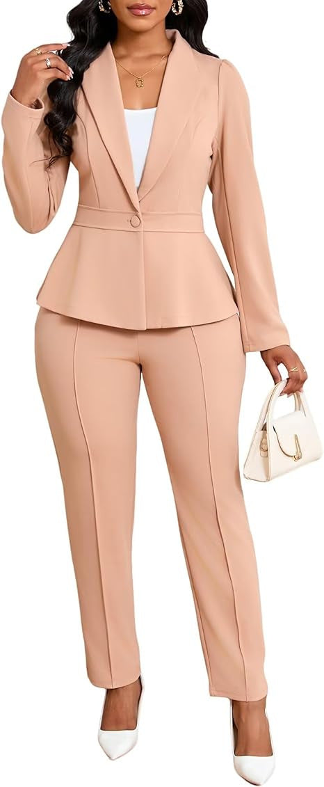 Kvinnor elegant peplum kavaj och byxset Mirla-Eva Jonsson
