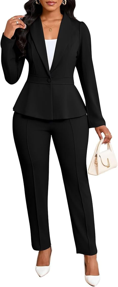 Kvinnor elegant peplum kavaj och byxset Mirla-Eva Jonsson