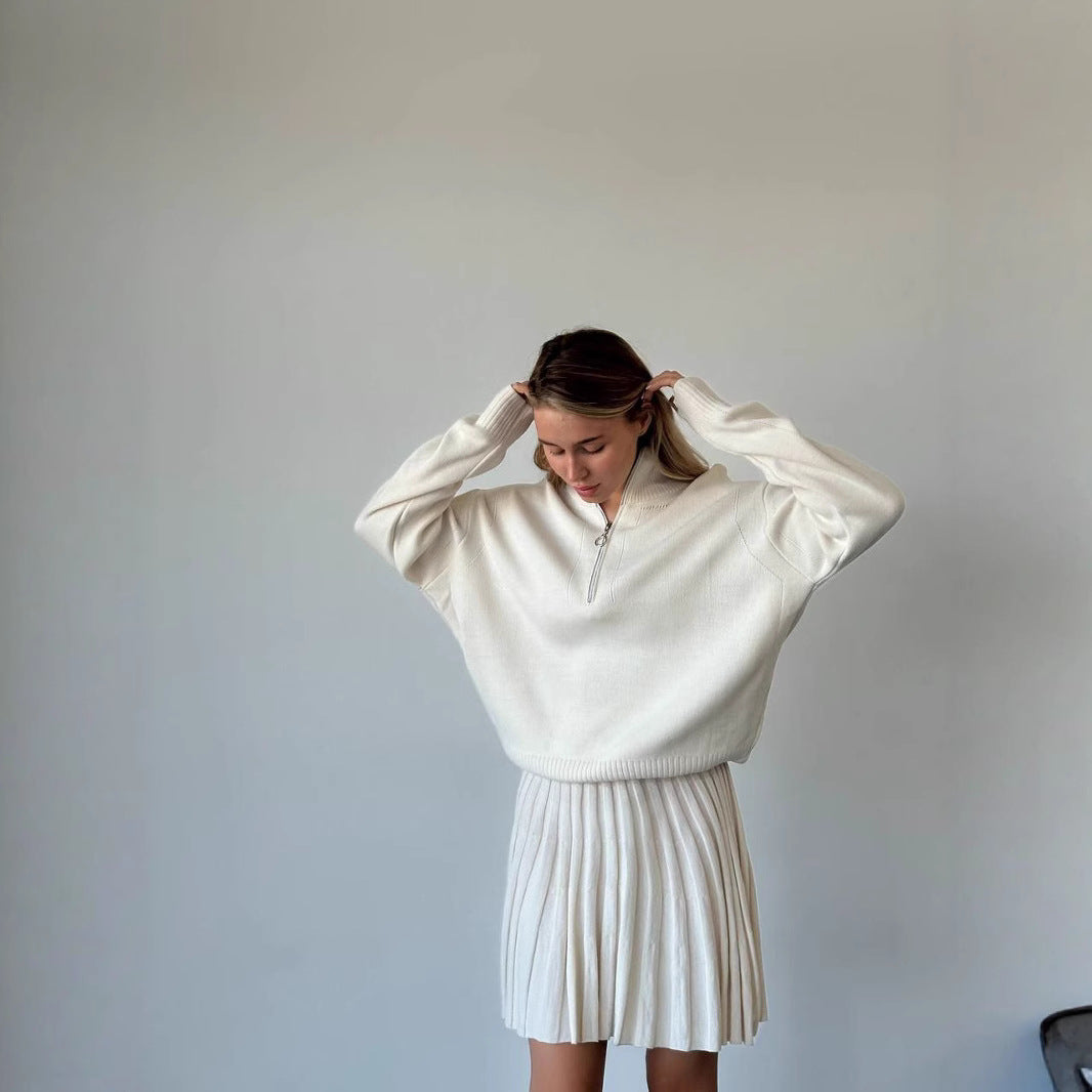 Kvinnor elegant pullover med halv dragkedja och fint material Mirla-Eva Jonsson