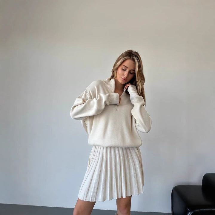 Kvinnor elegant pullover med halv dragkedja och fint material Mirla-Eva Jonsson