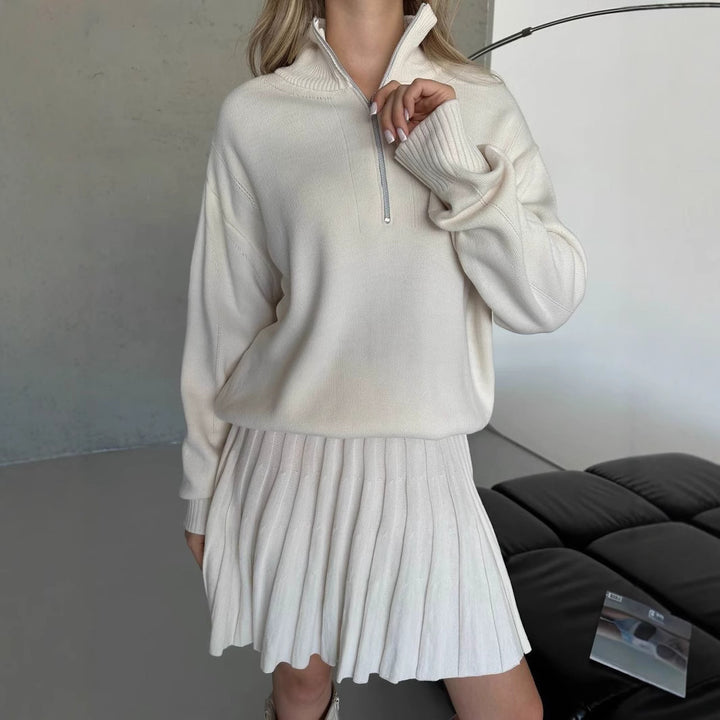 Kvinnor elegant pullover med halv dragkedja och fint material Mirla-Eva Jonsson