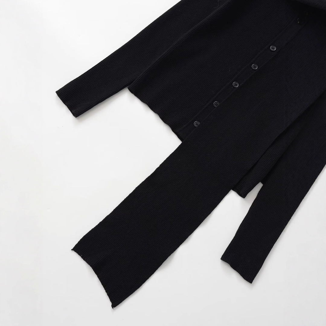 Kvinnor elegant stickad jacka med moderiktig scarf Mirla-Eva Jonsson