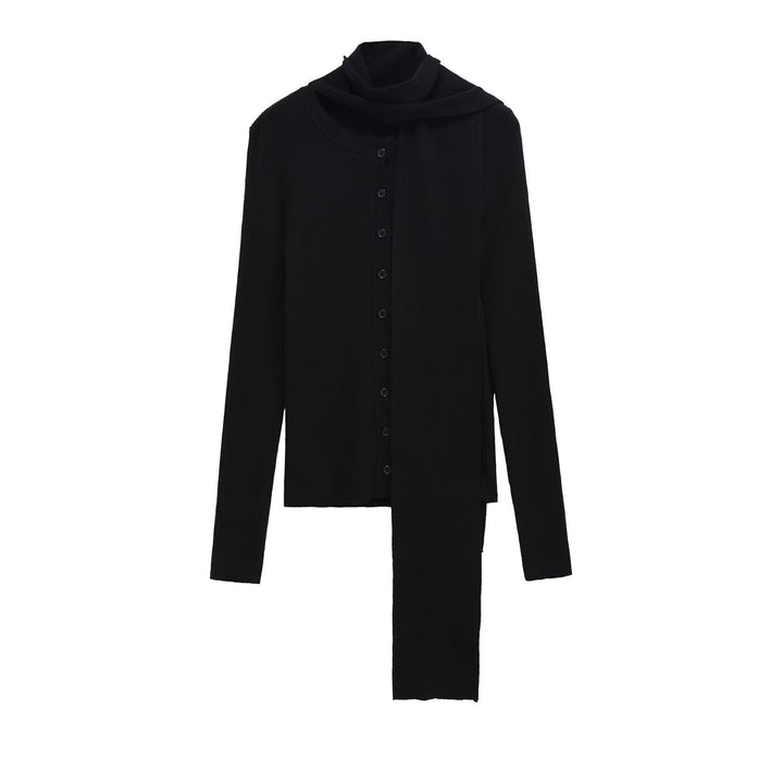 Kvinnor elegant stickad jacka med moderiktig scarf Mirla-Eva Jonsson