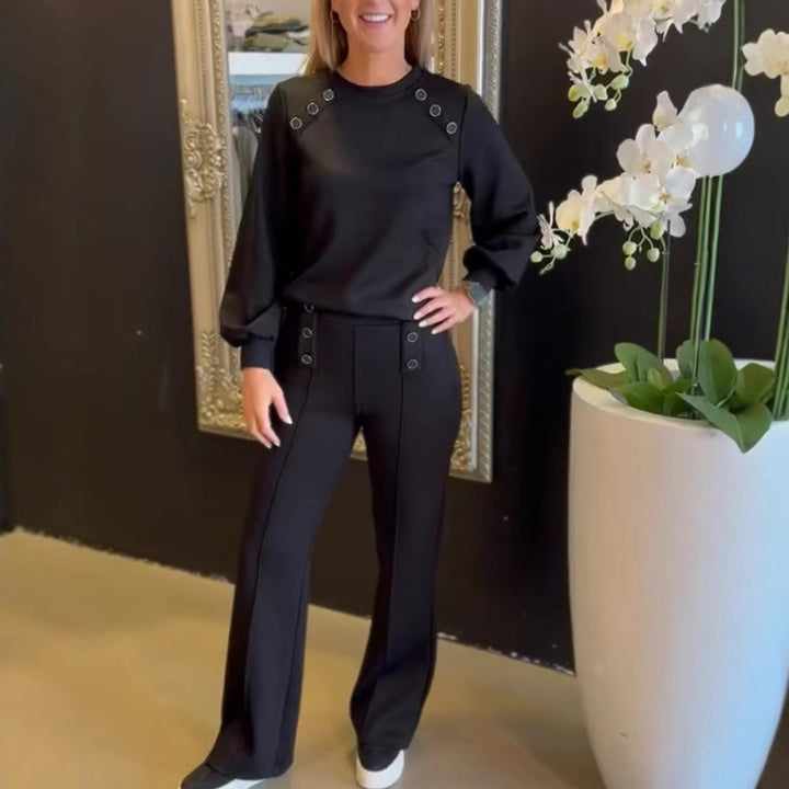Kvinnor elegant sweatshirts och stiliga högmidjade byxor set Mirla-Eva Jonsson