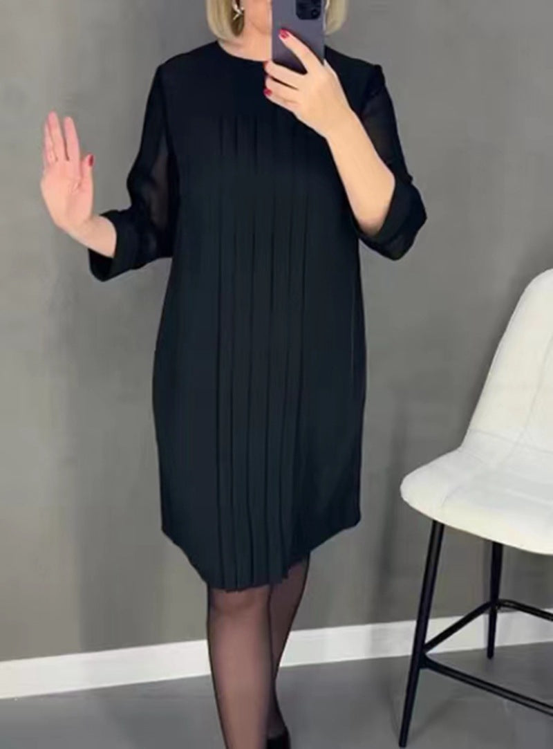 Kvinnor elegant volangklänning med transparenta ärmar Mirla-Eva Jonsson