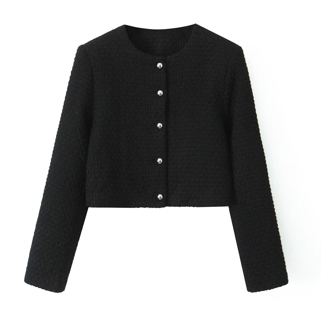 Kvinnor eleganta Cropped-jacka med eleganta knappdetaljer Eva Jonsson-Eva Jonsson