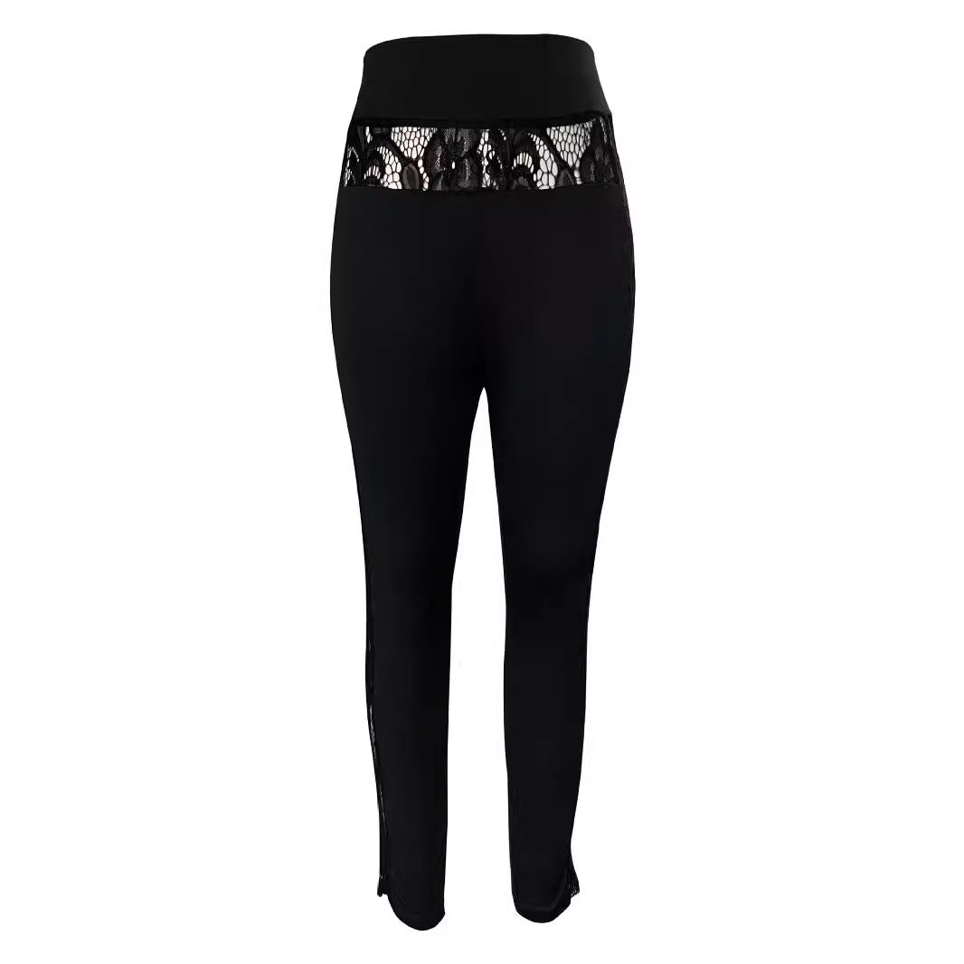Kvinnor eleganta leggings med spetsdetaljer Mirla-Eva Jonsson